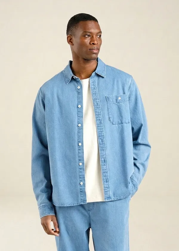 Chemise denim en coton bio | bleu clair "lunnevik denim light blue", Dedicated