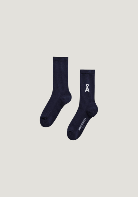 Chaussettes en coton biologique | bleu foncé "saamus bold socks w - navy" - Armedangels