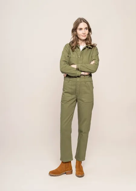 Combinaison en coton bio | verte "cotton twill boiler suit green", Brava Fabrics, photo 5