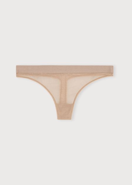 String aus recyceltem Material | Braun "mesh thong - hazelnut", Organic Basics, Foto 4