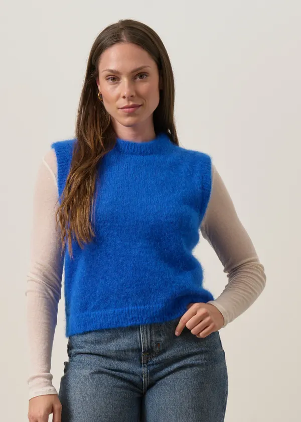 Pull sans manche en mohair certifiée | bleu électrique "Luna" , WeDressFair