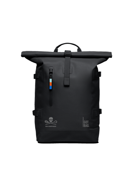 Sac à dos 31l en matière recyclée | black "rolltop 2.0 sea shepherd"