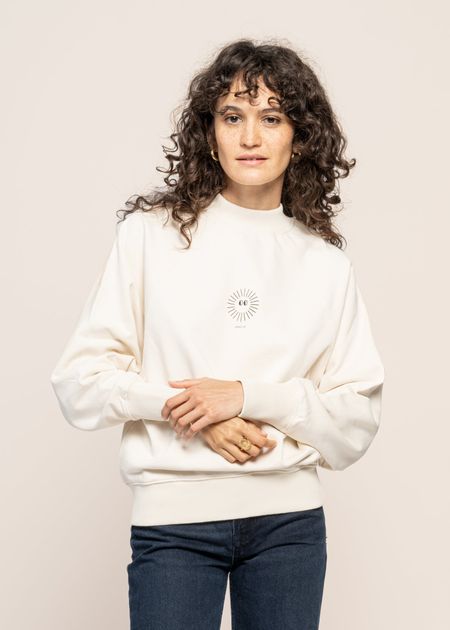 Sweat en coton bio | blanc "soleil white fantine sweatshirt"