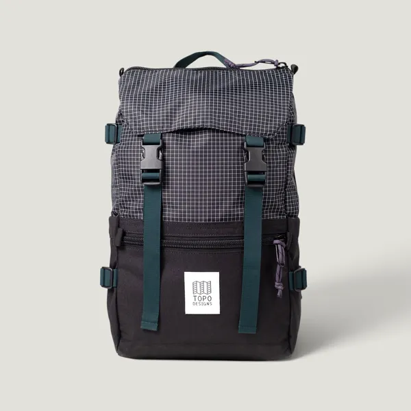 Sac à dos 20L en nylon recyclée | noir et gris "Rover pack classic 20l - black / grid", Topo Designs