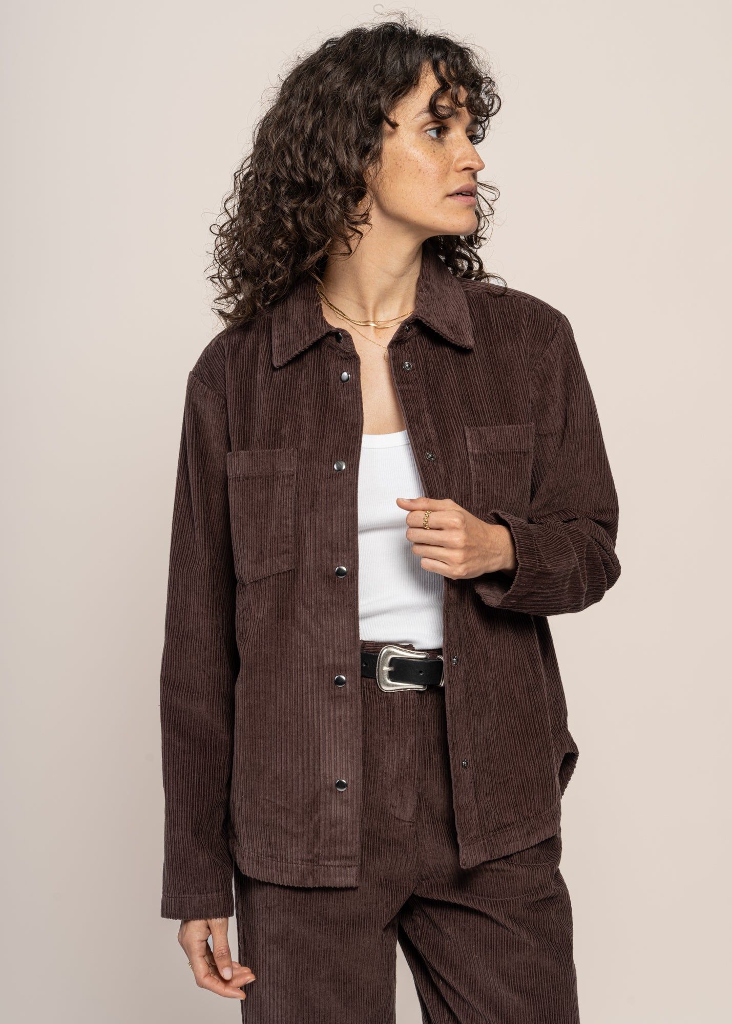 Cord-Overshirt aus Bio-Baumwolle | Braun "irrregular corduroy overshirt chocolate plum", Knowledge Cotton Apparel, Foto 5