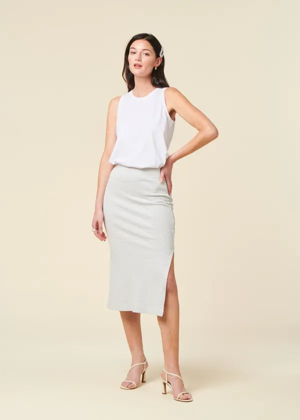 Jupe midi en coton bio | bleu ciel "knit tube skirt - moonlight grey", Rotholz