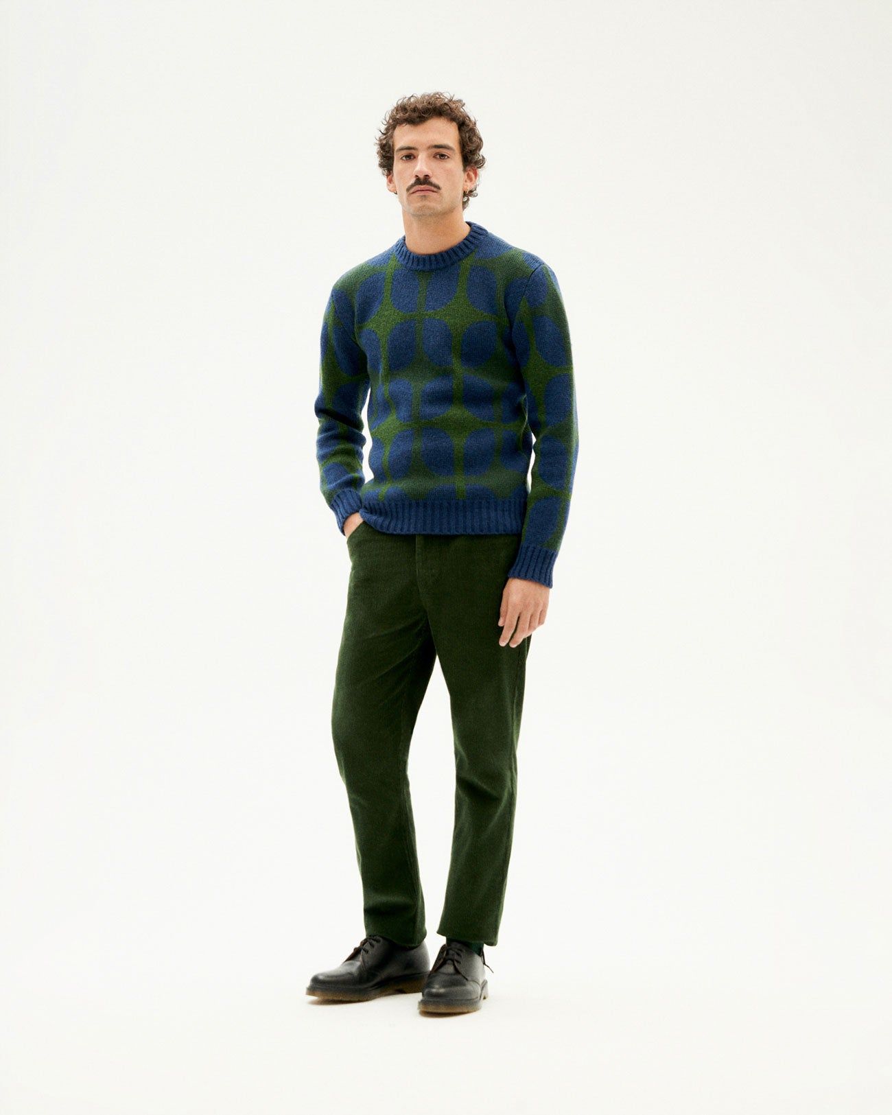 Pantalon en velours côtelé de coton bio | vert "bottle green corduroy five pockets pants", Thinking Mu, photo 3