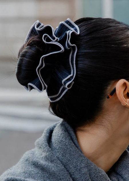 Maxi chouchou en matière upcyclée | jean - bleu - Chou²