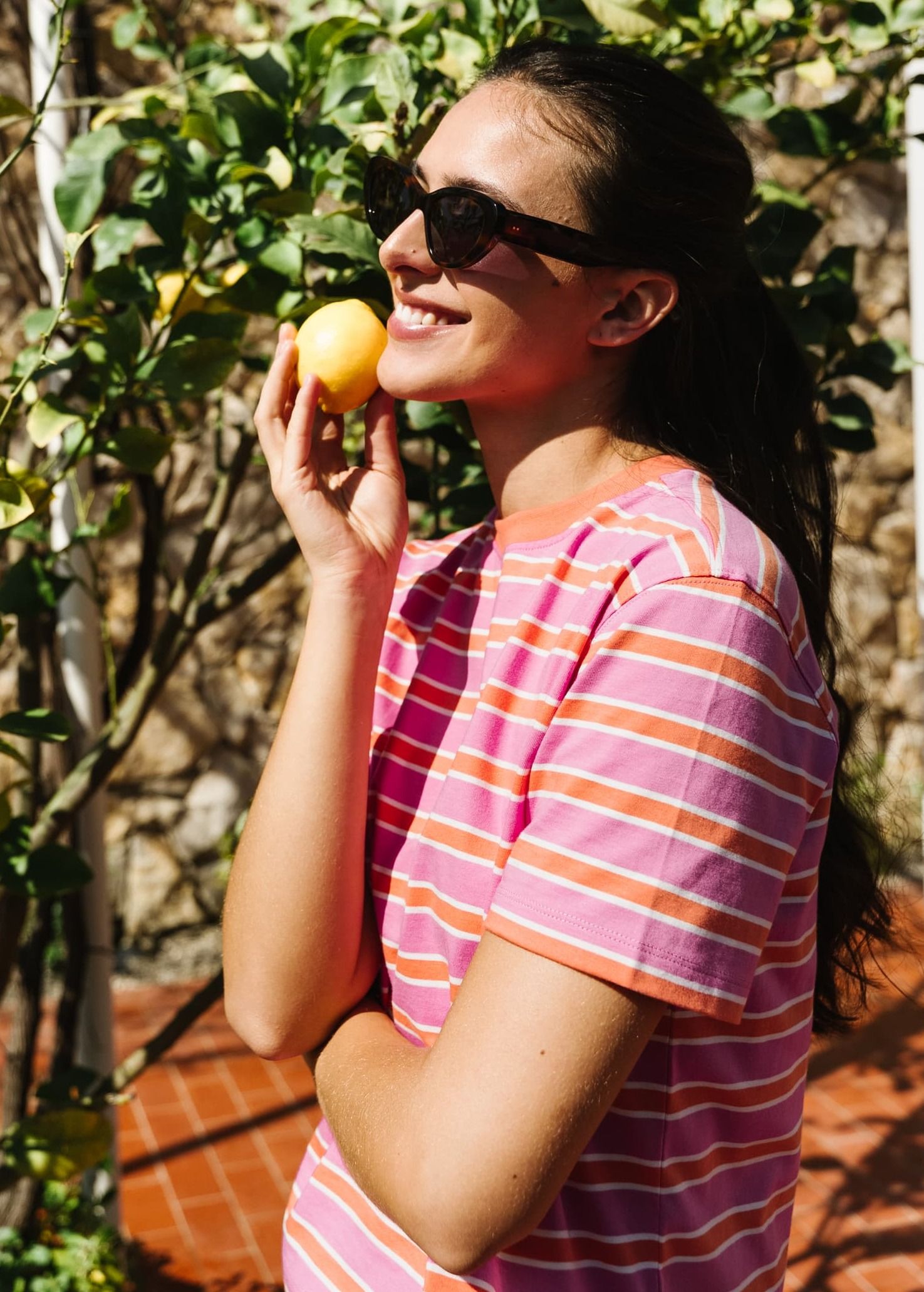 T-shirt boxy en coton bio | rayé rose, WeDressFair, photo 2