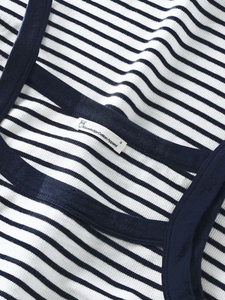 Débardeur en coton bio | rayé "rib strap top - navy" - Knowledge Cotton Apparel