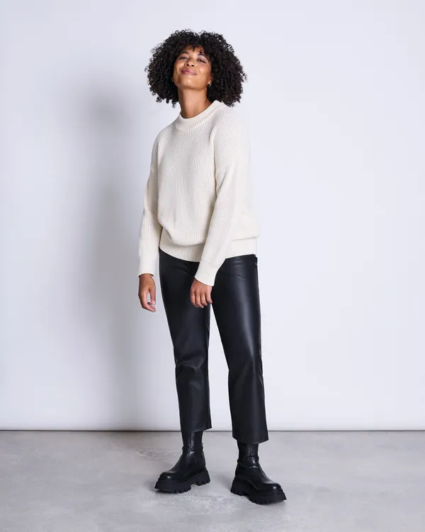 Pantalon noir enduit vegan en coton bio - the vegan coated black, Jan'n June