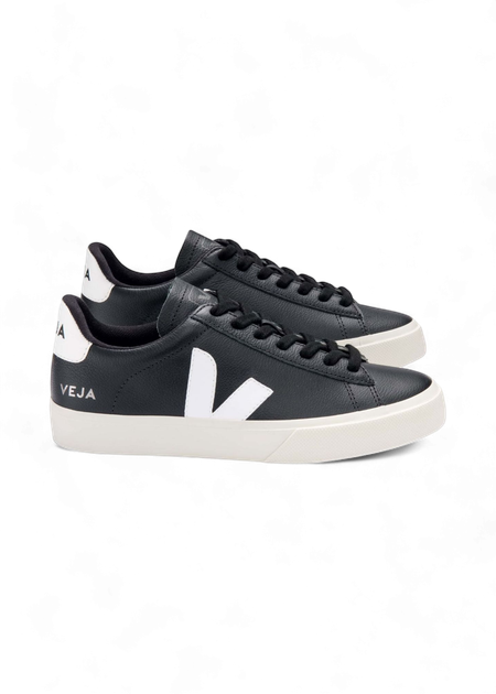 Baskets en cuir certifié | noir et blanc "campo chromefree leather black white" - Veja