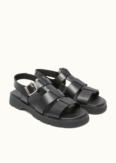 Sandales made in france en cuir tannage végétal certifié | noir "ballast vgt" - Kleman