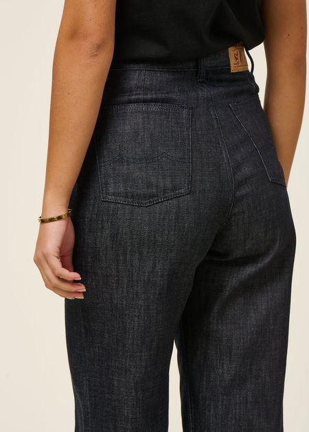 Jean ballon en coton bio | noir délavé "leila suse dry" - Kings of Indigo