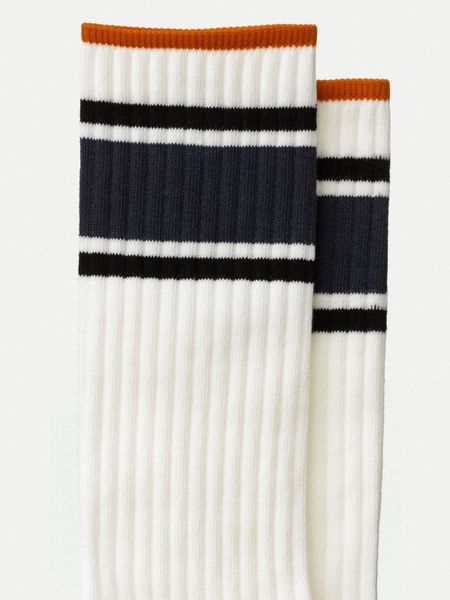 Chaussettes hautes blanc et marine en coton bio - amundsson sport, Nudie Jeans, photo 2