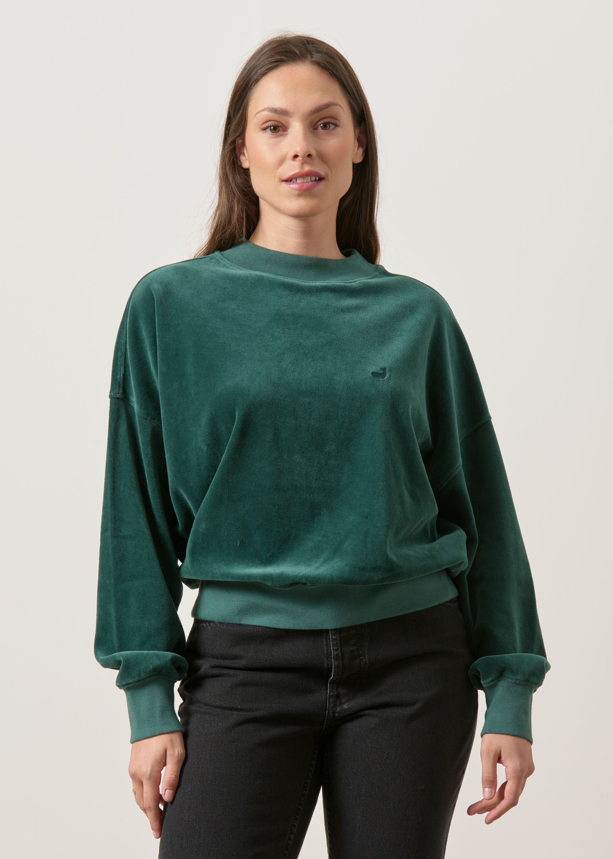 Samt-Sweatshirt aus Bio-Baumwolle | Dunkelgrün "Binz - dark-green", Twothirds, Foto 1
