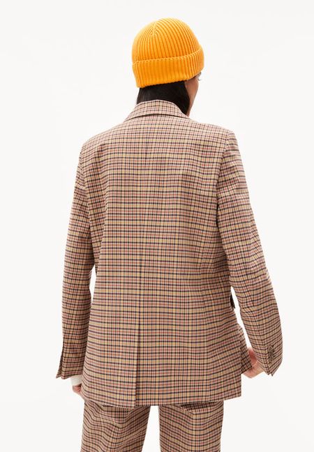 Blazer à carreaux en coton mélangé - andreaa tartan kitt-fudge, Armedangels, photo 3