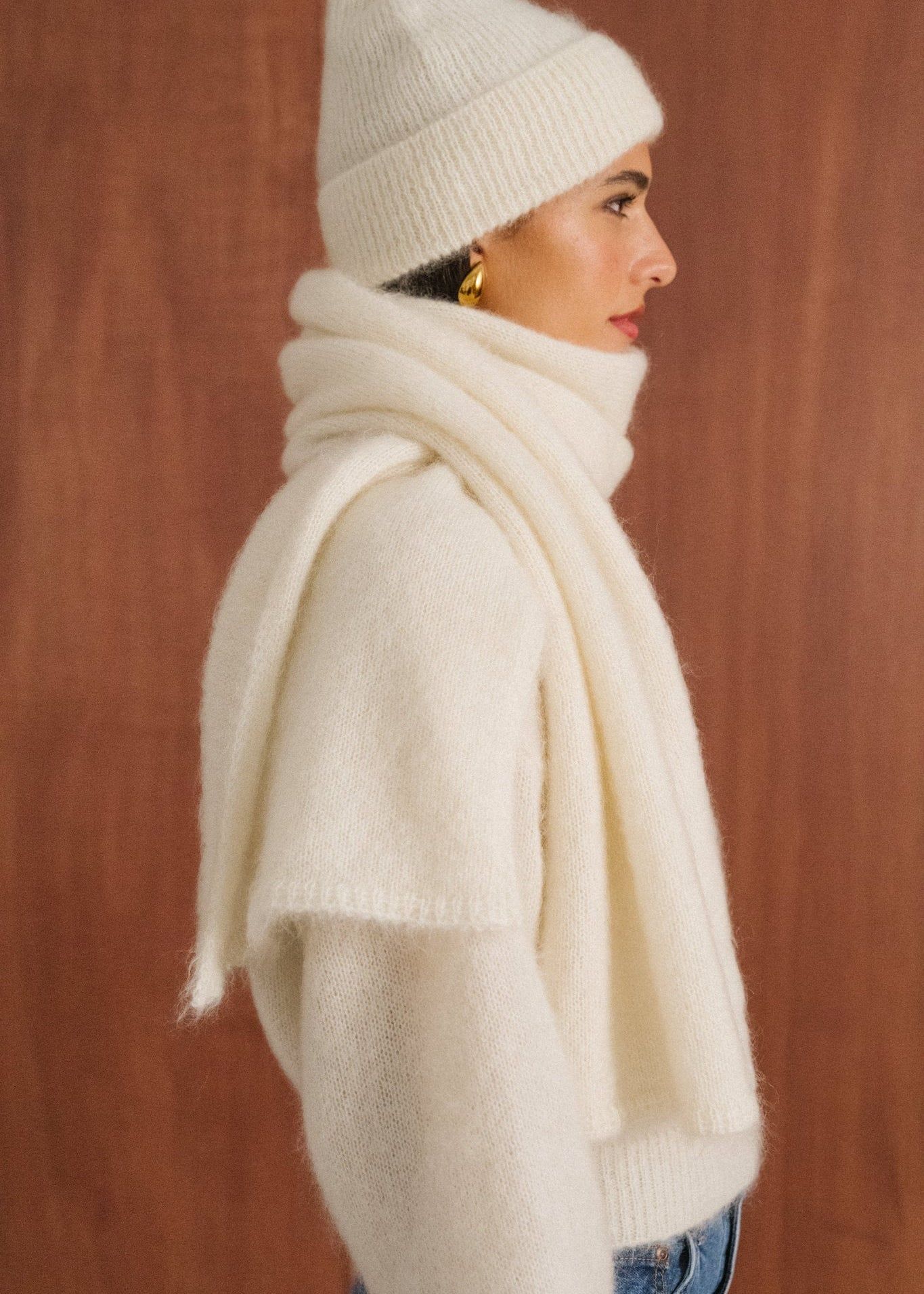 Echarpe en mohair certifié | écru "éléanore", Bonjour Demain, photo 4