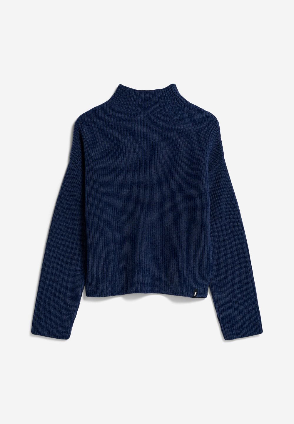 Pull col montant en laine bio et recyclée | bleu nuit 