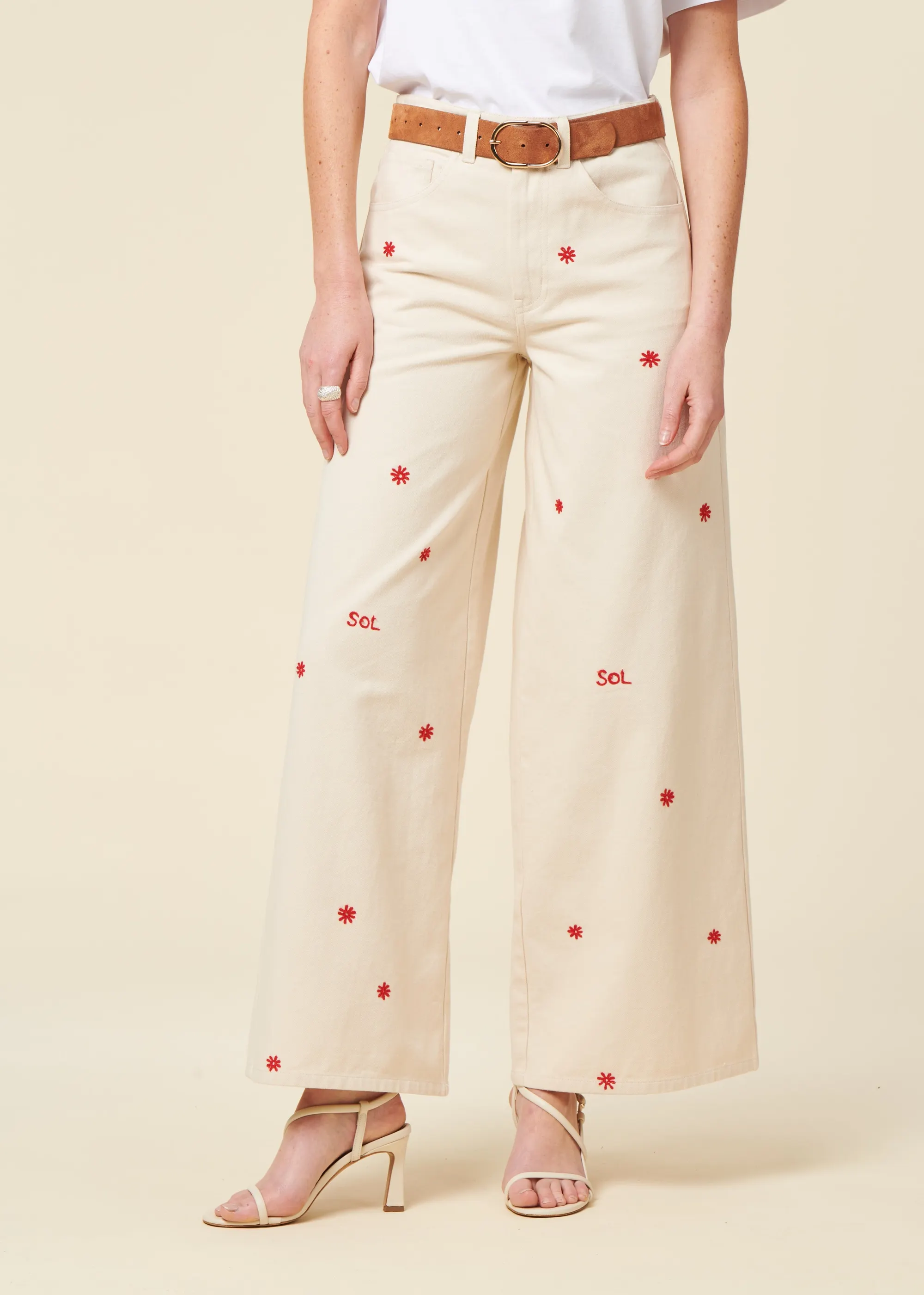 Jean ample en coton bio | écru "sol chain hedda pants", Thinking Mu, photo 3