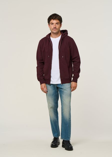 Sweat à capuche zippé en coton bio | bordeaux "oxblood red", Colorful Standard, photo 4
