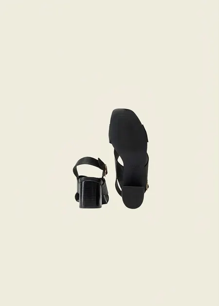 Sandales en cuir certifié | noir "dea - cuir noir", Odaje ex M.Moustache, photo 4