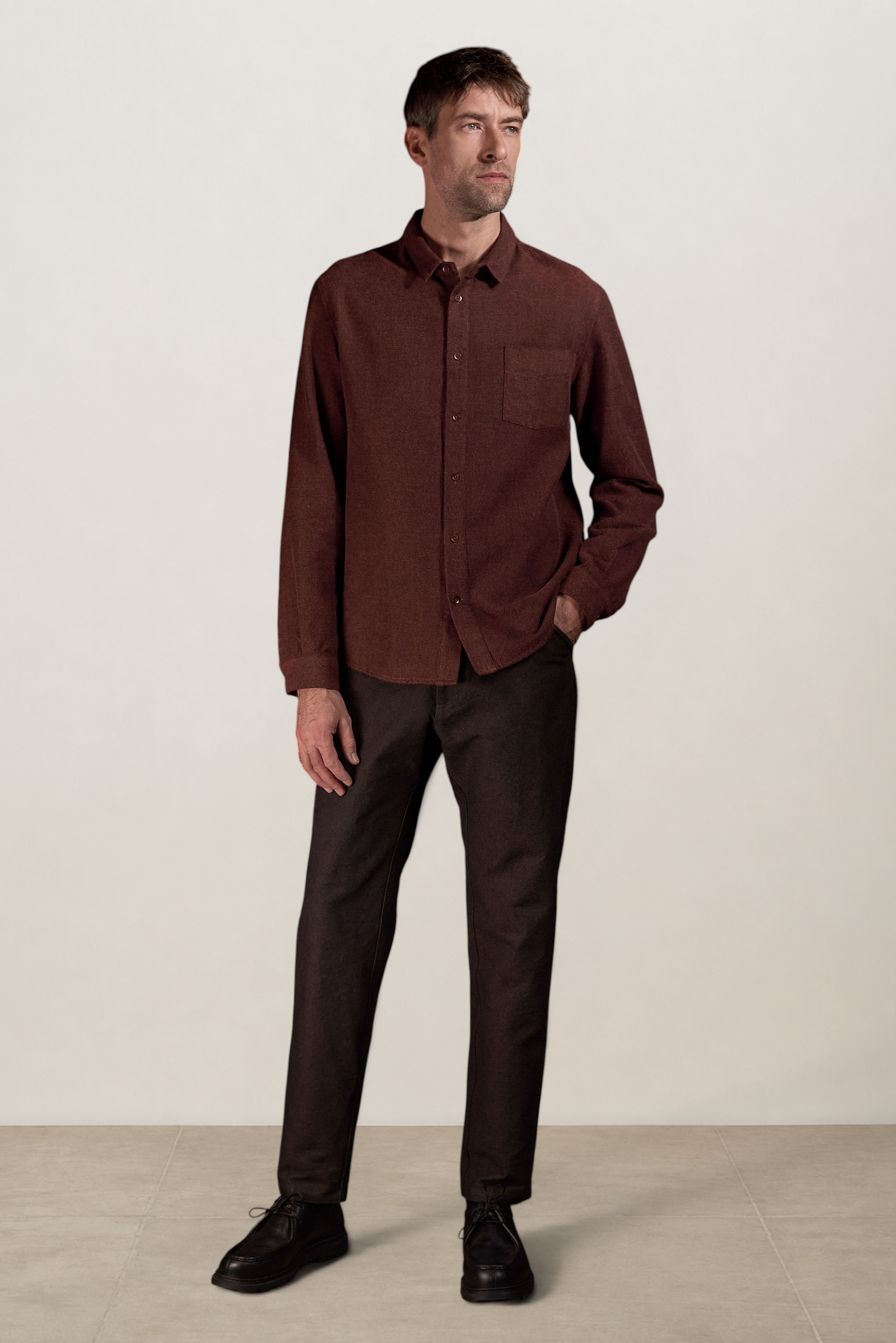 Chemise flanelle en coton bio | rouille "Simon eco flannel brick", About Companions, photo 4