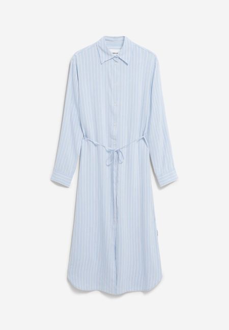 Robe chemise longue en viscose ecovero et lin | bleu "mathaa lino stripes - silky blue-morning sky", Armedangels, photo 5