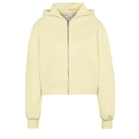 Sweat crop zippé en coton bio | organic crop zip hood - soft yellow