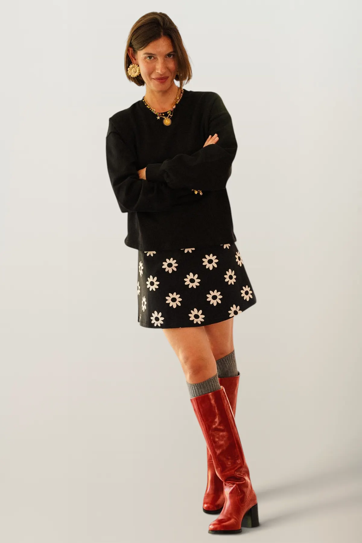 Jupe courte en coton bio | dahlia noir, We Are Jolies, photo 3