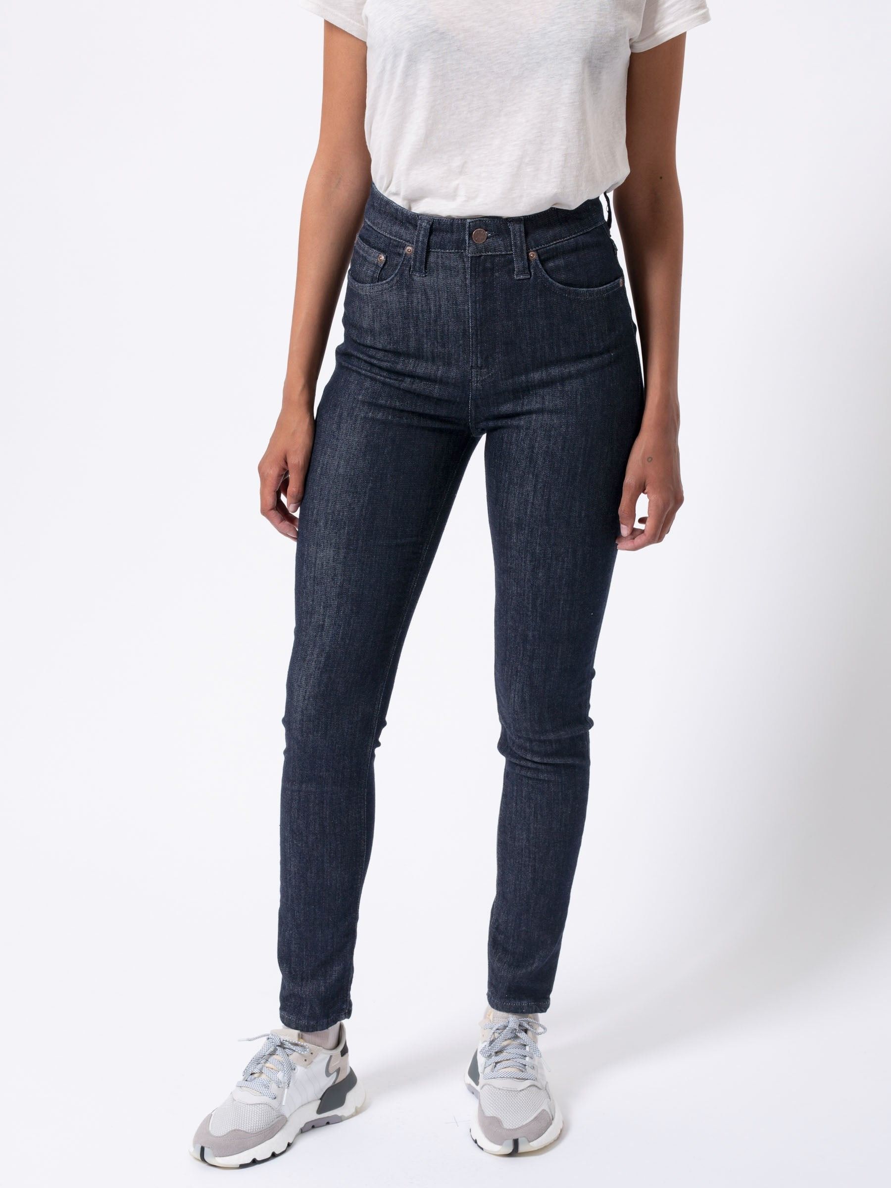 Jean skinny taille haute brut en coton bio - hightop tilde dark navy, Nudie Jeans, photo 4