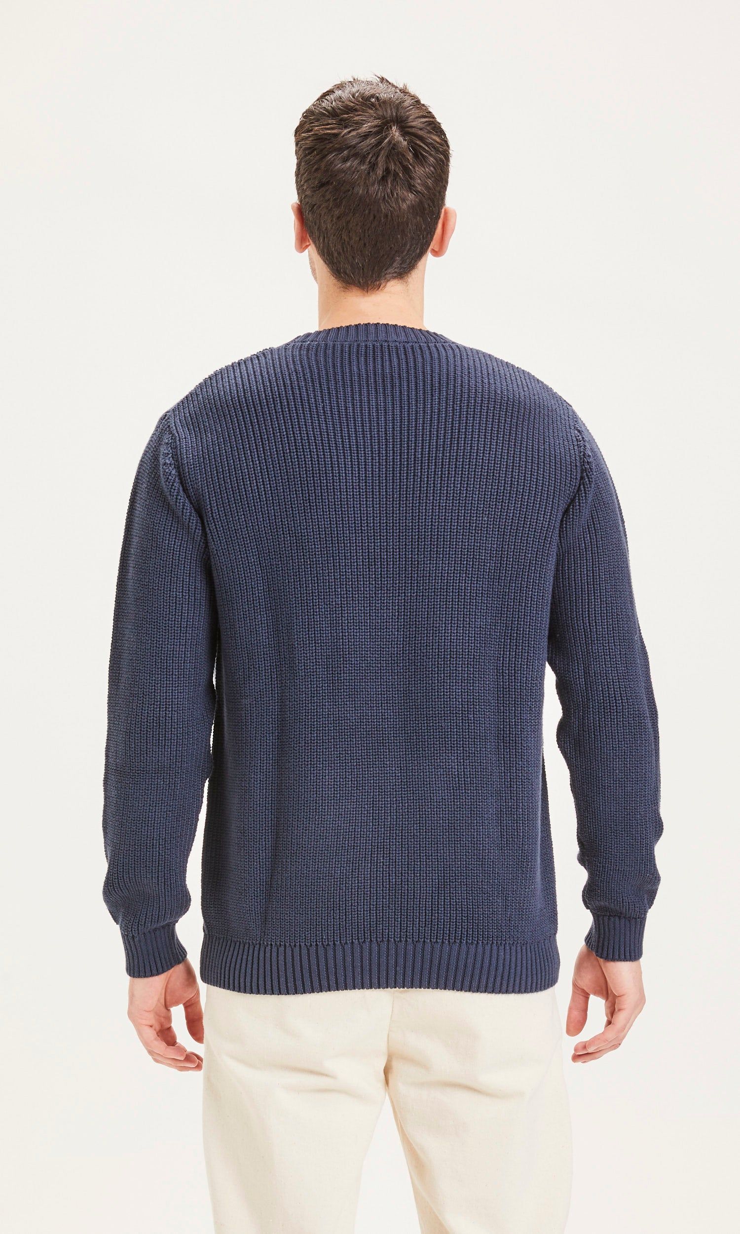 Pull bleu nuit en coton bio - valley total eclipse, Knowledge Cotton Apparel, photo 3