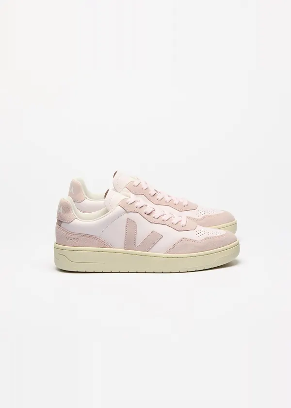 Sneaker aus Veloursleder und zertifiziertem Leder | Rosa "v-90 lassi petale", Veja