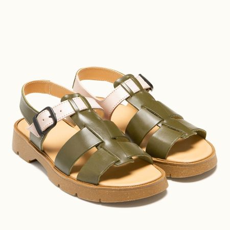 Sandales en cuir tannage végétal | beige "ballast vgt 3 - kaki+nude" - Kleman