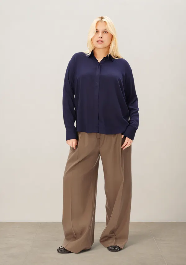 Blouse en viscose ecovero | bleu "larisaana longsleeve blouse - tinted navy", Armedangels