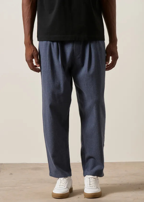 Pantalon ample flanelle en coton bio | bleu "ozone relaxed flannel pant - vintage indigo", Knowledge Cotton Apparel