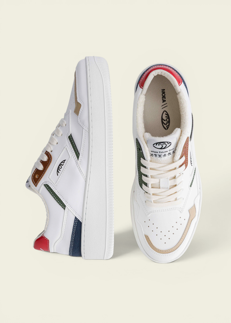 Baskets vegan | blanc détails multicolores "origin - all in evergreen - mixed colors" - Moea