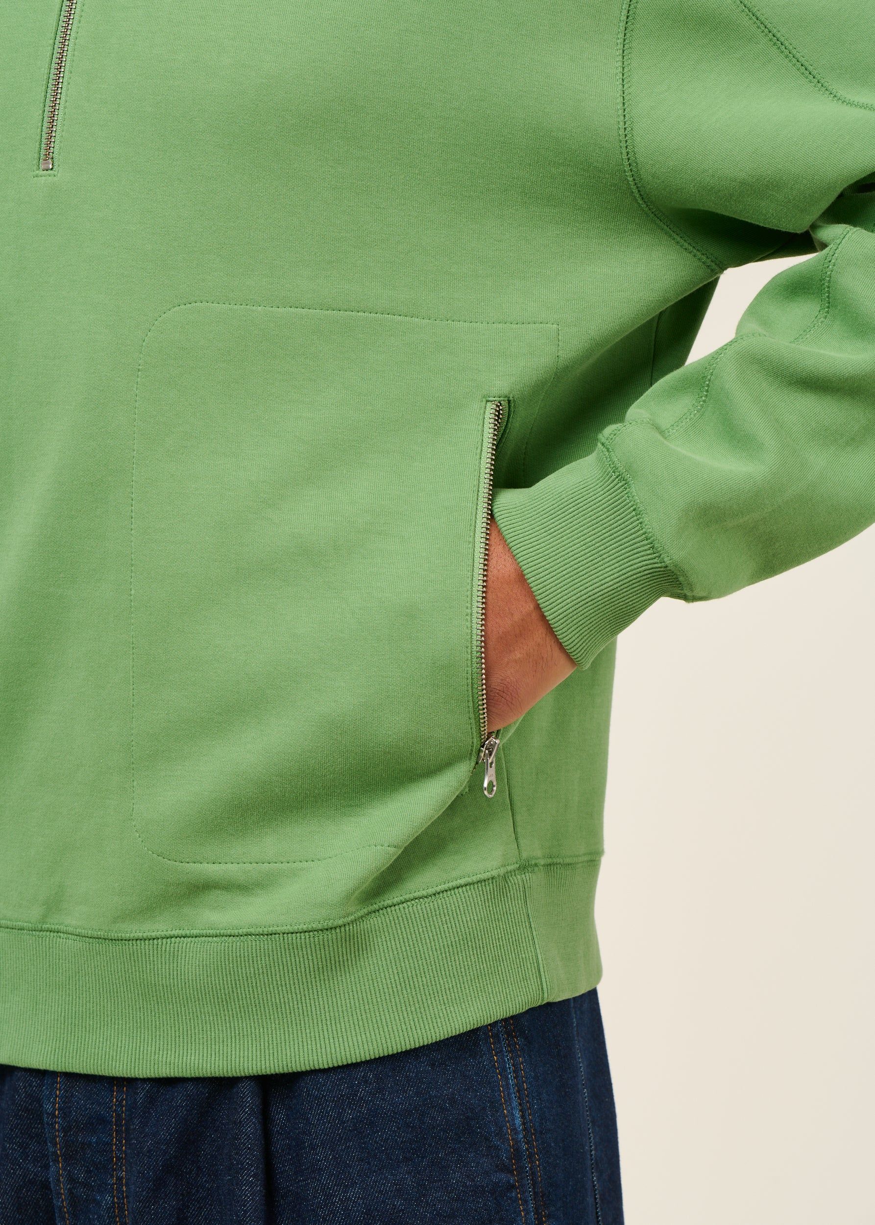 Sweatshirt col camionneur en coton bio | vert "ivy pipo - green", Thinking Mu, photo 3