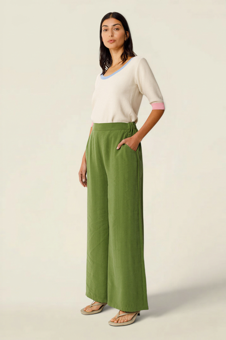 Pantalon palazzo en tencel | vert "klodin trouser - vert foncé" - SKFK