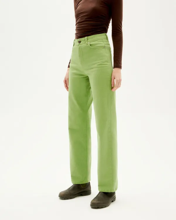 Jean droit en coton bio | vert "theresa pants", Thinking Mu