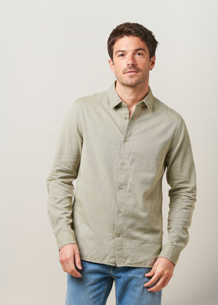 Chemise en coton biologique | vert "regular fit light twill shirt burned olive" - Knowledge Cotton Apparel