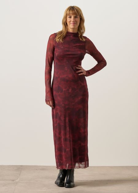 Robe en coton biologique et polyester recyclé | rouge "Zaldi - carmine curl"