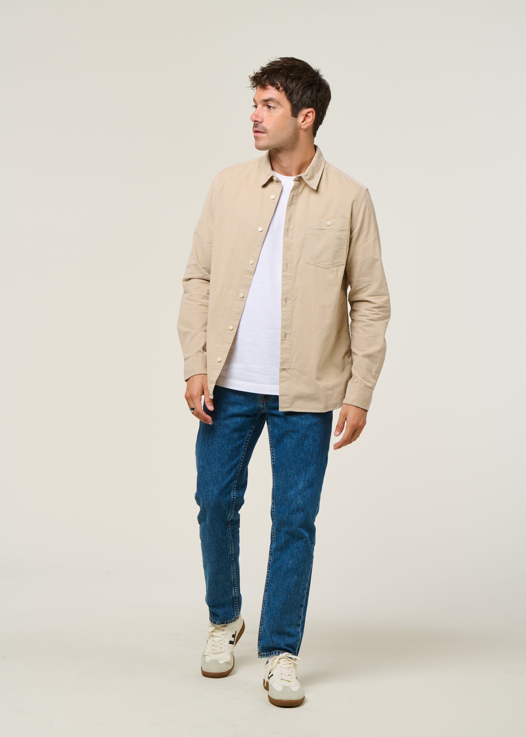 Chemise velours côtelé en coton bio | beige "corduroy shirt light feather gray", Knowledge Cotton Apparel, photo 4