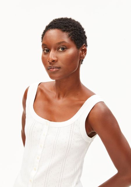 Débardeur pointelle en coton bio | blanc "Pointelle top - white" - Armedangels