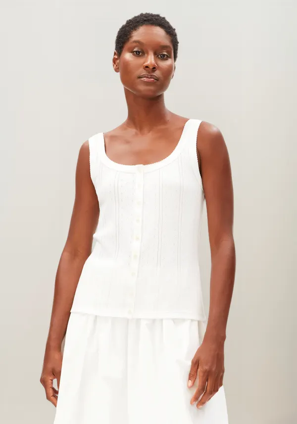 Débardeur pointelle en coton bio | blanc "Pointelle top - white", Armedangels