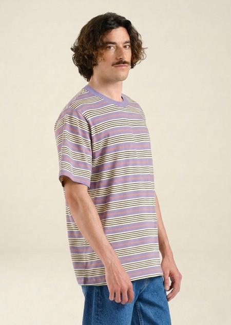 T-shirt en coton bio | rayé "gustavsberg retro stripe haze purple" - Dedicated