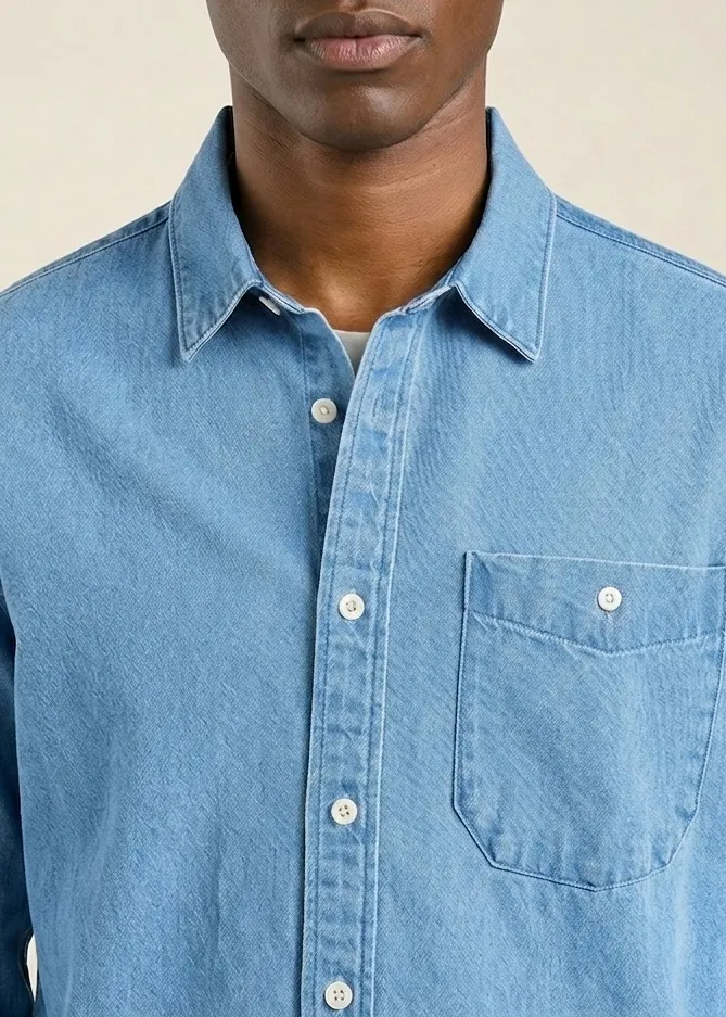 Chemise denim en coton bio | bleu clair "lunnevik denim light blue", Dedicated, photo 2