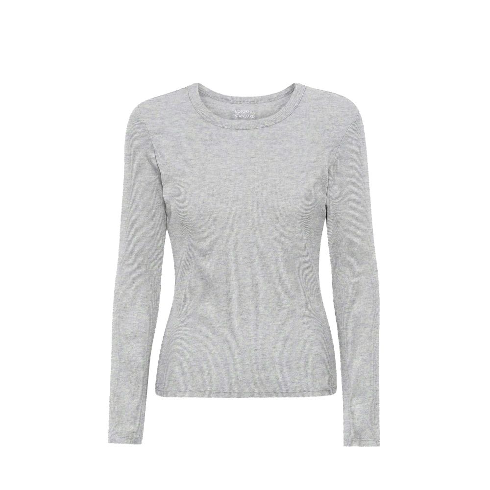 T-shirt manches longues côtelé en coton bio | gris 