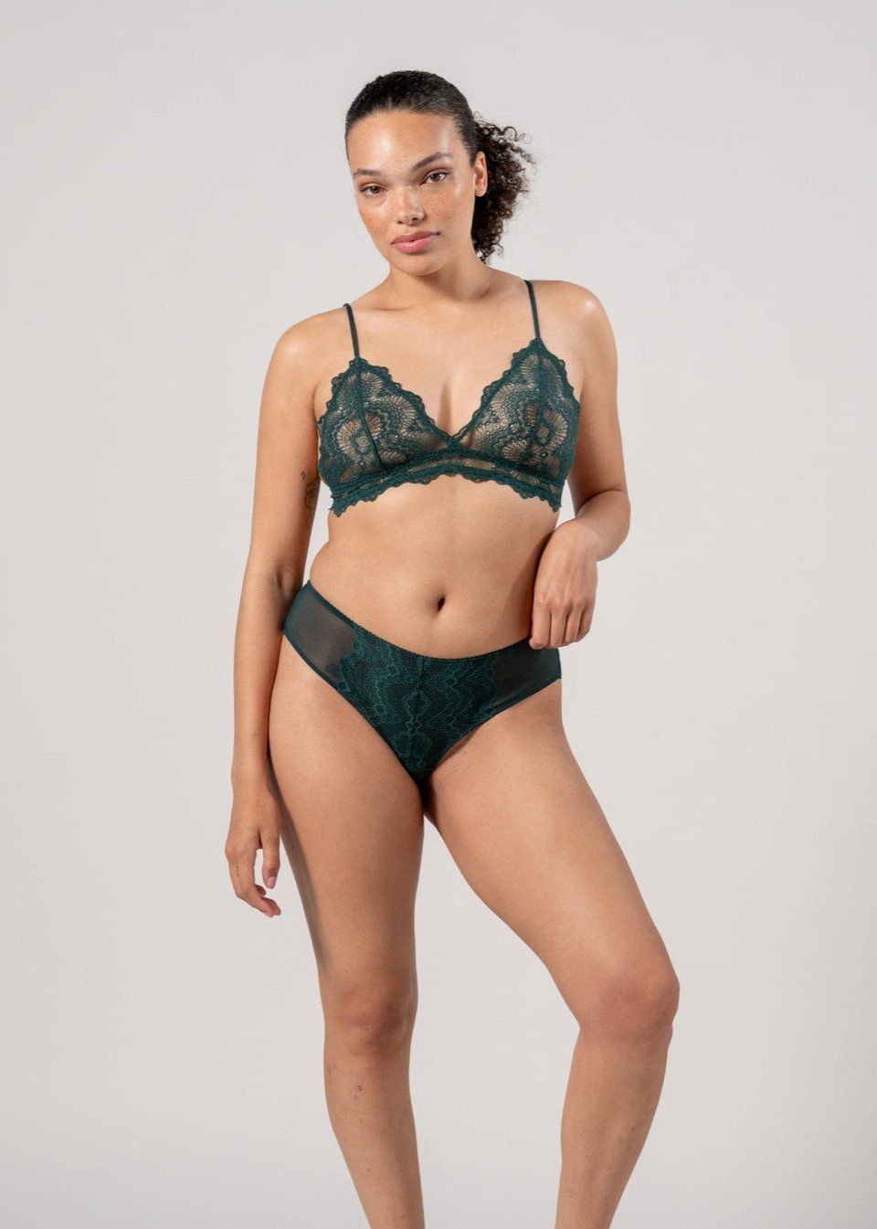 Slip aus Bio-Baumwolle | Grün "lace cheeky - pine", Understatement, Foto 6