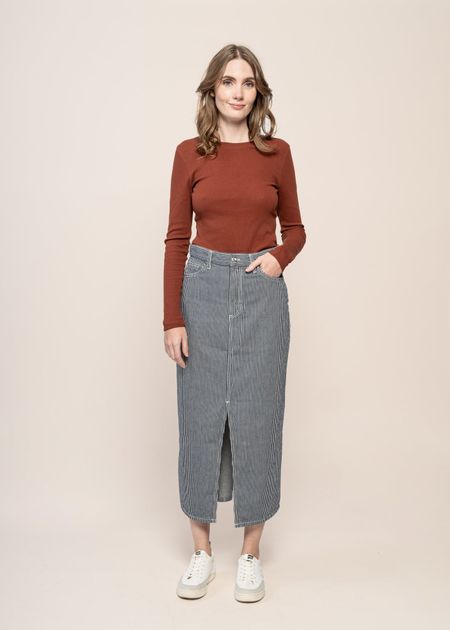 Jeansrock aus Bio-Baumwolle | Gestreift "anna hickory striped skirt blue/offwhite", Nudie Jeans, Foto 7